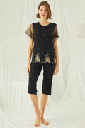 Shopymommy 19172 Lace Plus Size Capri Maternity & Nursing Pajamas