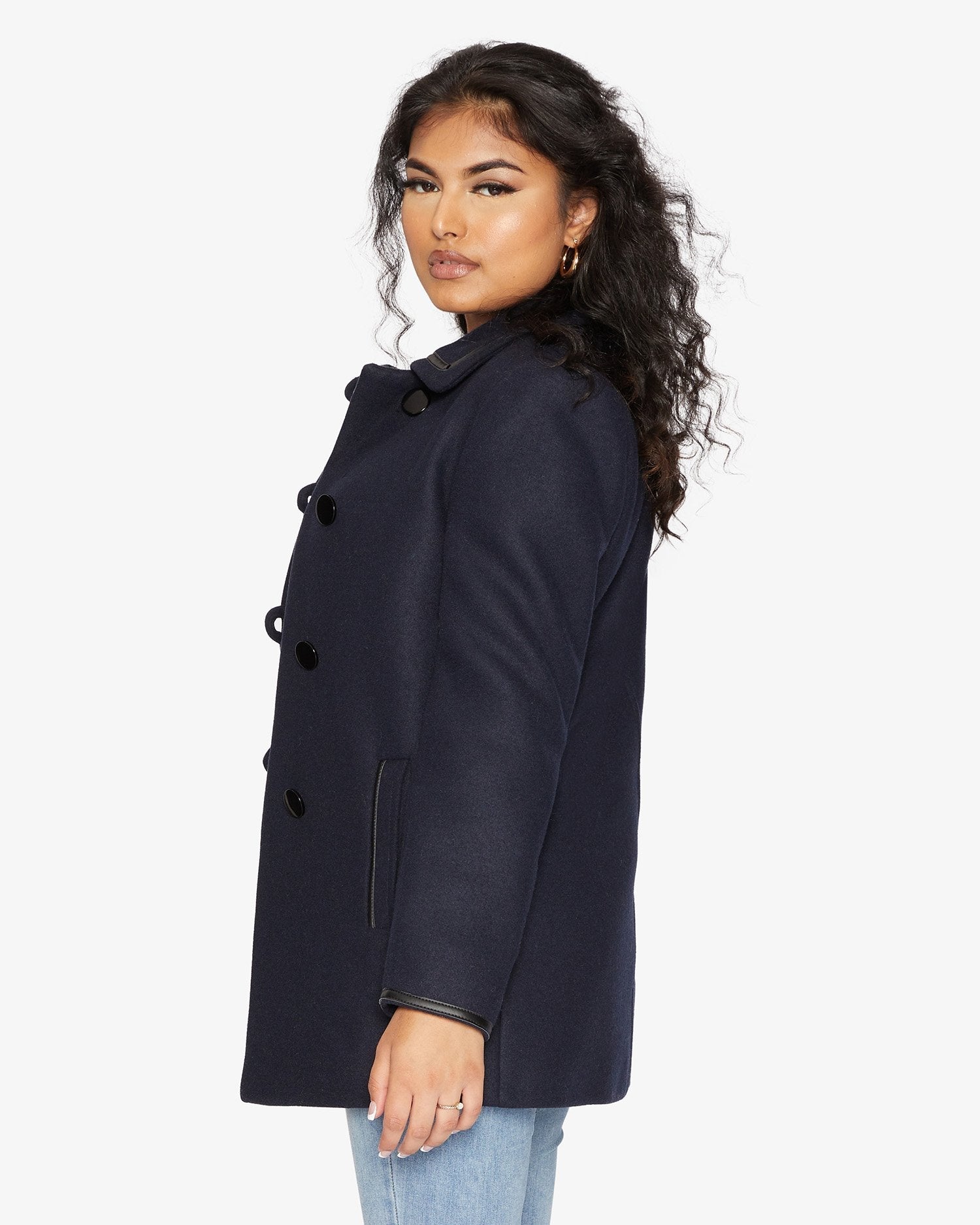 Wool Blend Contrast Trim Coat (1920)