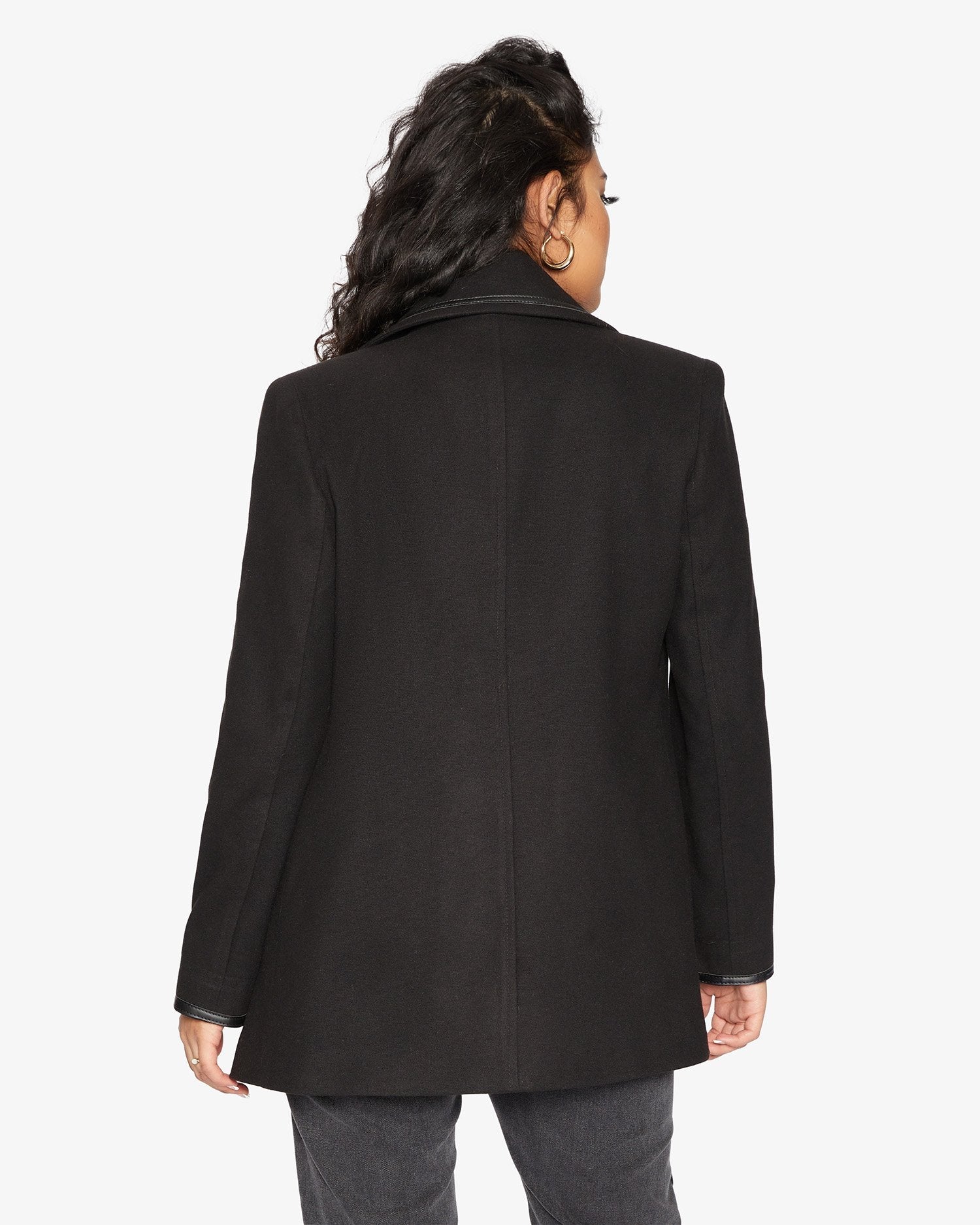 Wool Blend Contrast Trim Coat (1920)
