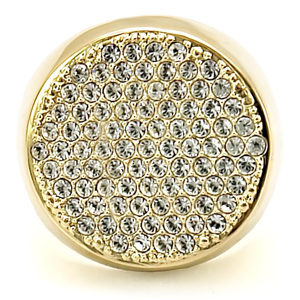 1W034 - Gold Brass Ring with Top Grade Crystal  in Clear