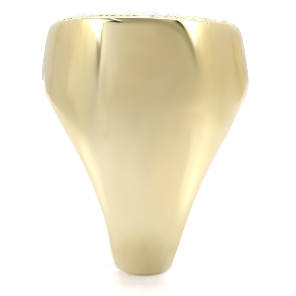 1W034 - Gold Brass Ring with Top Grade Crystal  in Clear