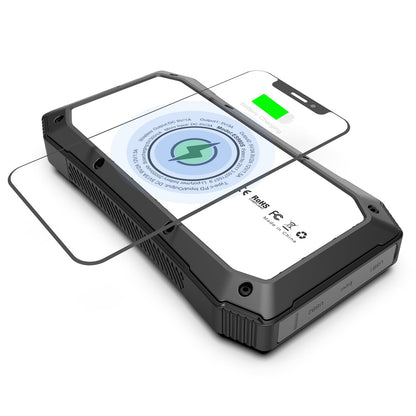Salmon Lucky Sun Chaser Mini solar-powered wireless phone charger with 10,000mAh capacity, compact tech accessory, close-up view.