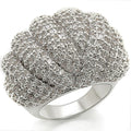 1W020 - Rhodium Brass Ring with AAA Grade CZ  in Clear