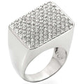 1W035 Rhodium Brass Ring with Top Grade Crystal in