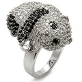1W083 - Rhodium + Ruthenium Brass Ring with AAA Grade CZ  in Black Dia