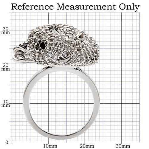 1W083 - Rhodium + Ruthenium Brass Ring with AAA Grade CZ  in Black Dia
