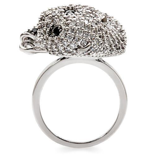 1W083 - Rhodium + Ruthenium Brass Ring with AAA Grade CZ  in Black Dia