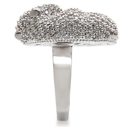 1W083 - Rhodium + Ruthenium Brass Ring with AAA Grade CZ  in Black Dia