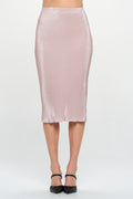 Made in USA Solid Plisse Midi Skirt with Slit
