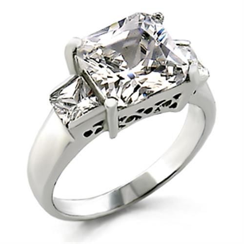 21209 - High-Polished 925 Sterling Silver Ring with AAA Grade CZ  in