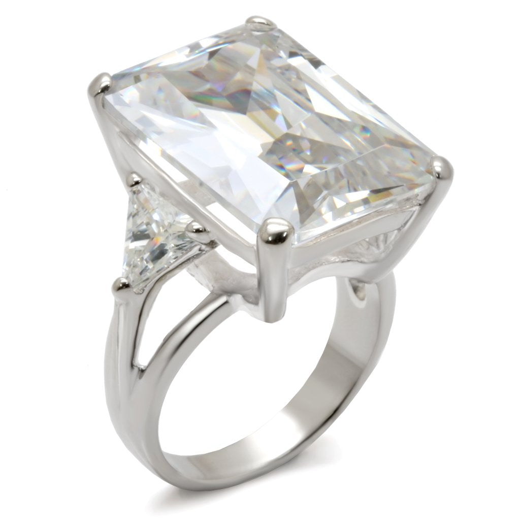 21214 - High-Polished 925 Sterling Silver Ring with AAA Grade CZ  in