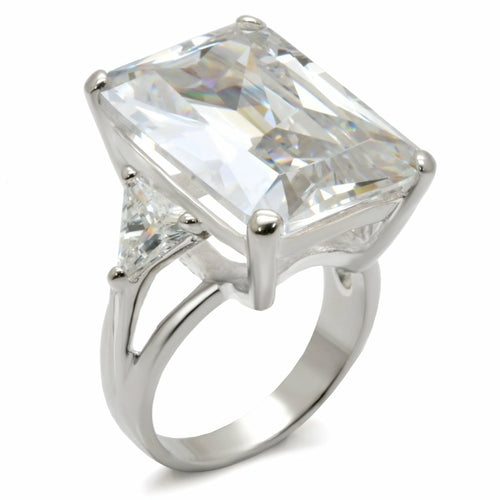 21214 - High-Polished 925 Sterling Silver Ring with AAA Grade CZ  in
