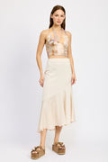 ASYMMETRICAL RUFFLE HEM SKIRT
