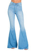 Light wash Jade Icarus Logan Bell Bottom Jean in automotive style, featuring flared legs and classic denim details.