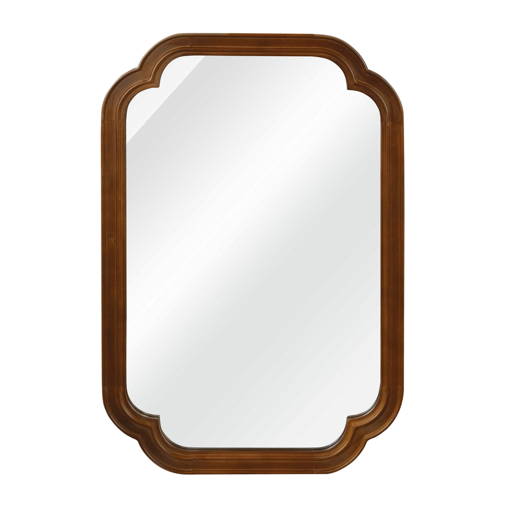 Solid Wood Frame Rounded Corner Decorative Mirror, For Bedroom,