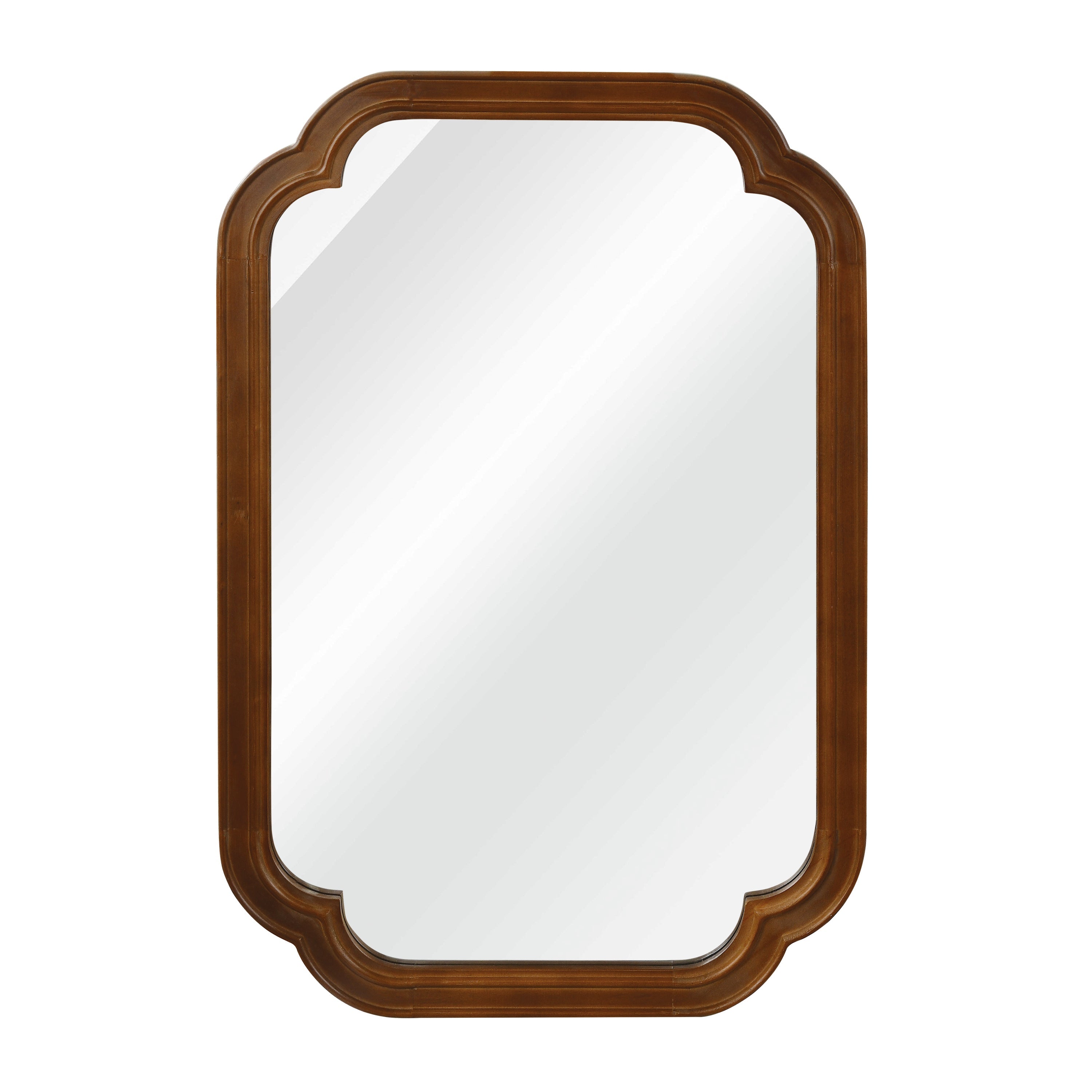 Solid Wood Frame Rounded Corner Decorative Mirror, For Bedroom,