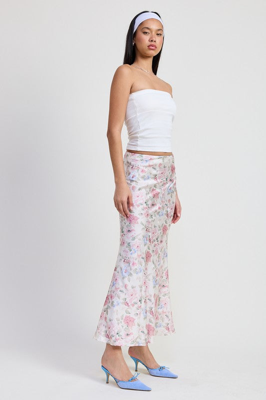 BIAS FLORAL MAXI SKIRT