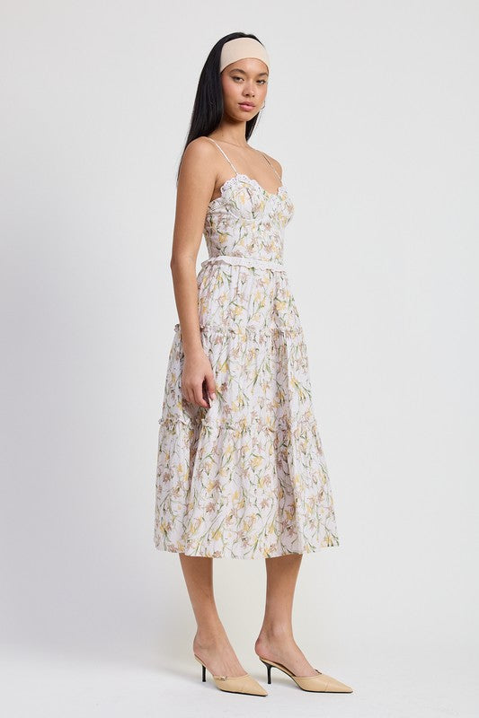 MIDI FLORAL CORSET DRESS