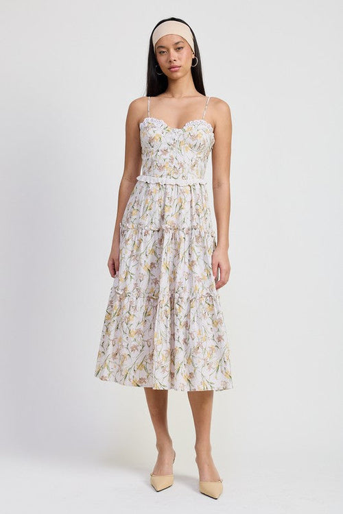 MIDI FLORAL CORSET DRESS