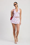 POPLIN PRINT MINI SKIRT WITH RIBBON TRIM