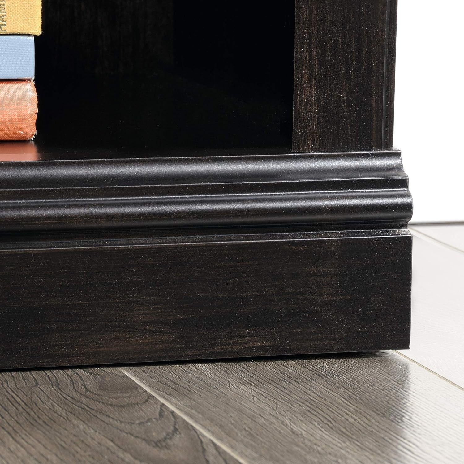 Three Tier Wooden Book Shelf Estate Black with Adjustable Shelves