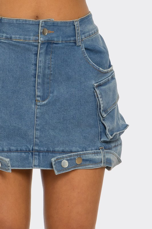 Utility Denim Maxi Skirt