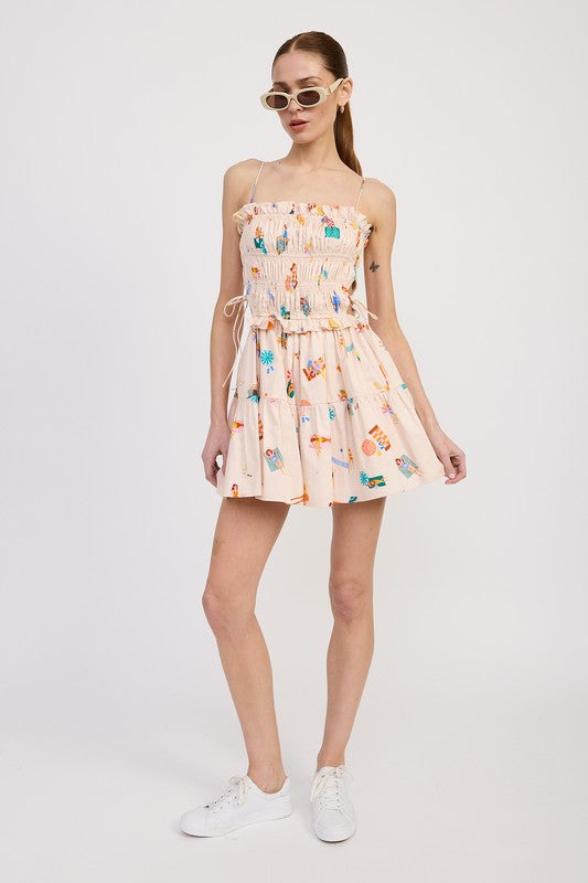 GATHERED POPLIN MIN DRESS