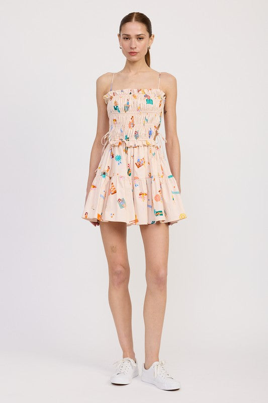 GATHERED POPLIN MIN DRESS