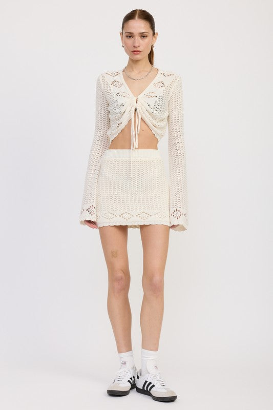 LETTUCE HEM MINI CROCHET SKIRT