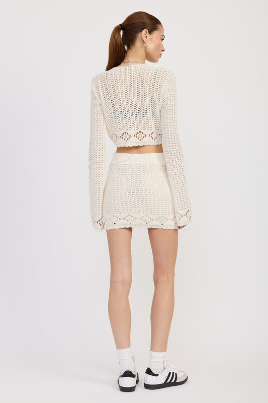 LETTUCE HEM MINI CROCHET SKIRT