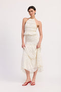 TIERED RUFFLE MIDI SKIRT