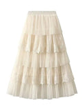 Layered lace midi skirt
