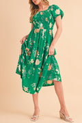 Green Tiered light weight midi dress