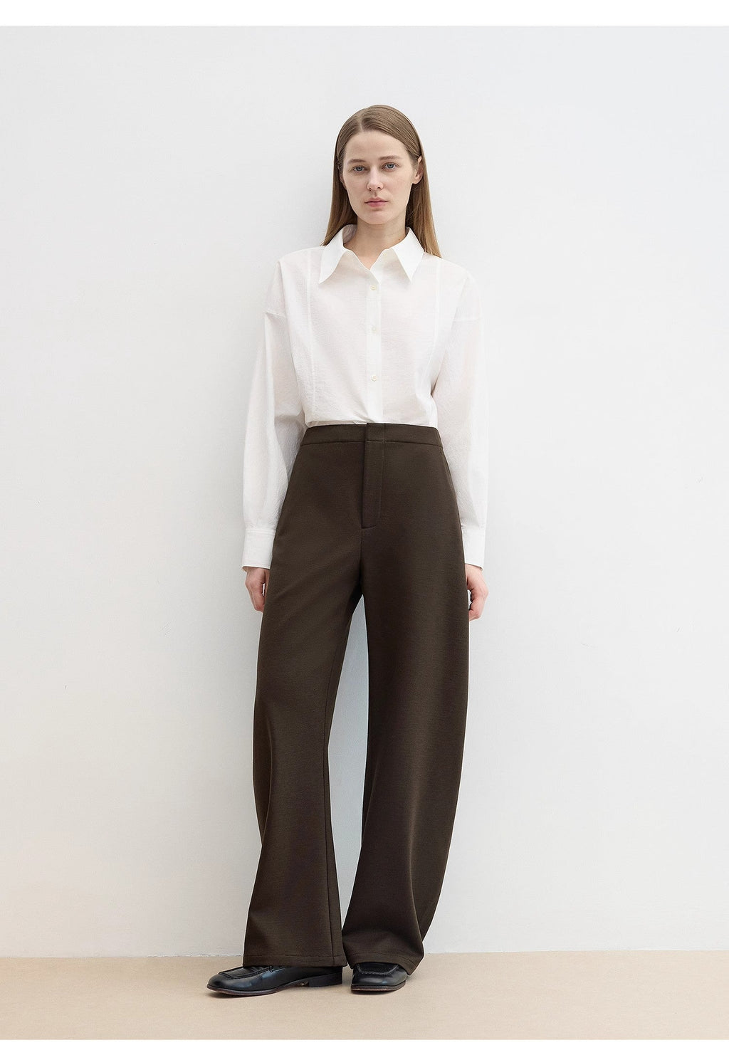 "Nostalgic Stroll" Wool Blended High Waist Curved Scimitar Casual