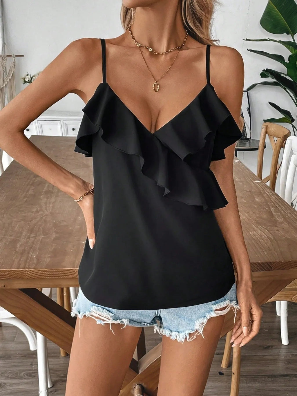 Ruffled Surplice Cami Top