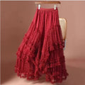 Mesh ruffle maxi skirt