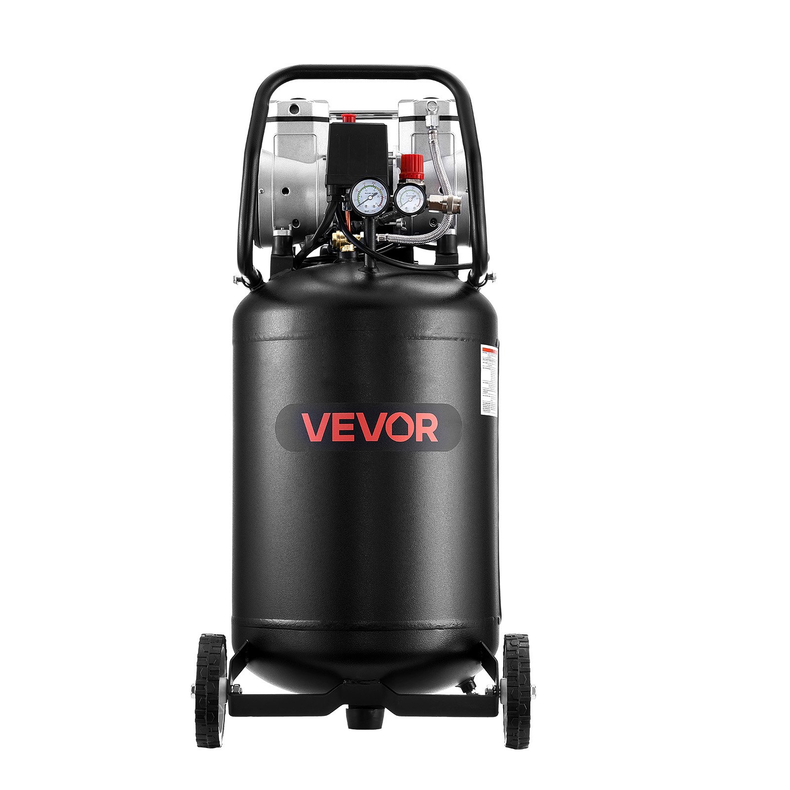 Start2Finish VEVOR 14-gallon 2HP air compressor with wheels, oil-free tank, suitable for auto repair, tire inflation, and spray painting.