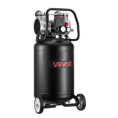 Start2Finish VEVOR 14-gallon 2HP air compressor with wheels, oil-free tank, suitable for auto repair, tire inflation, and spray painting.