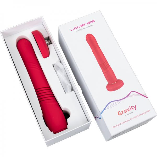 Lovense Gravity thrusting dildo by Start2Finish, featuring realistic design, textured surface, and adjustable thrusting mechanism.