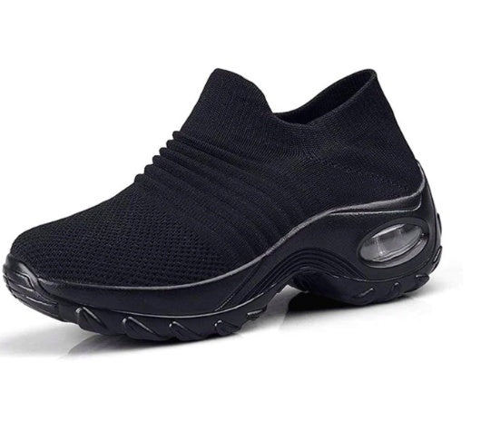 Pair of CJDropshipping dancing shoes in stylish black with flexible soles, designed for performance and comfort.