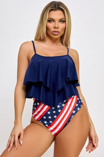 Brown Sooty 2508 Margaret Tankini Set lingerie with stylish tankini top and matching bottoms, perfect for beach or pool.