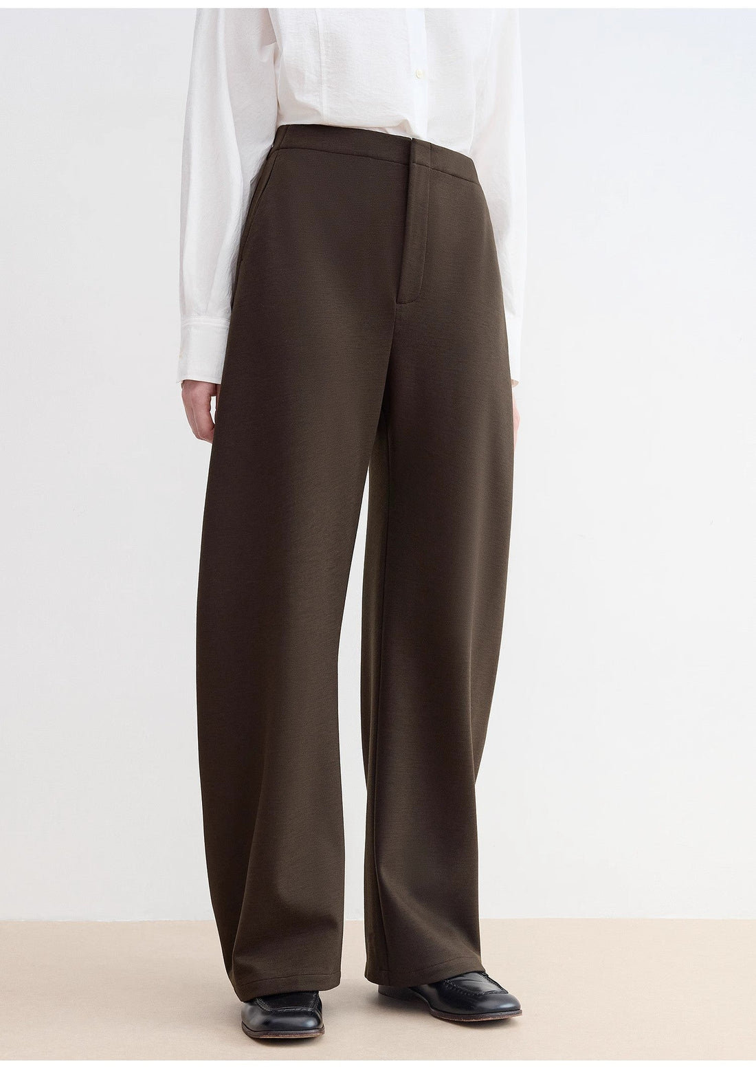 "Nostalgic Stroll" Wool Blended High Waist Curved Scimitar Casual