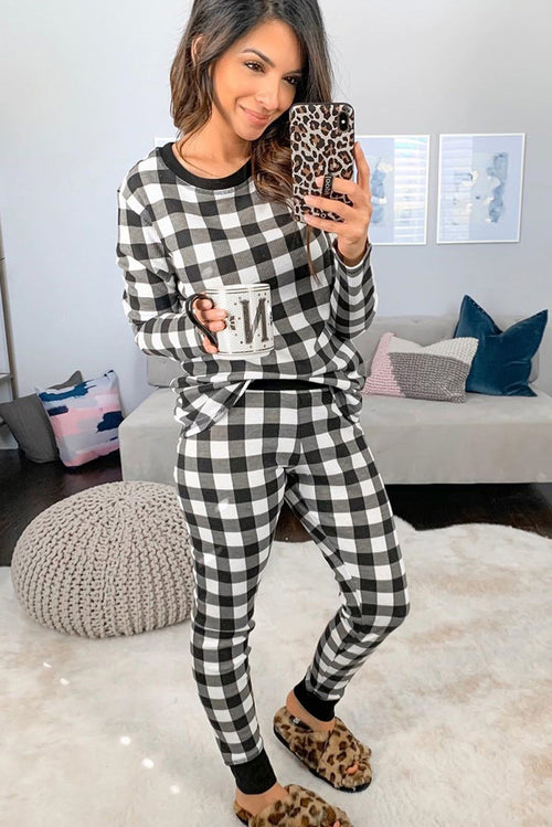 Lavender Pallas black plaid two-piece women&