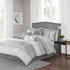 Start2Finish Bennett 7-piece grey comforter set with matching pillow shams and bed linens, featuring a soft, cozy fabric.