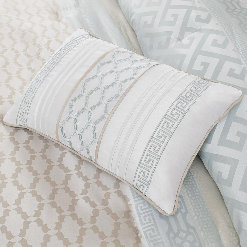 Start2Finish 7-piece comforter set with matching pillow shams and decorative pillows, showcasing a cozy, stylish bedroom bedding ensemble.