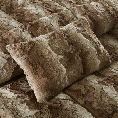 Start2Finish 4-piece faux fur comforter set with plush, soft fabric in a cozy, stylish bedroom setting.