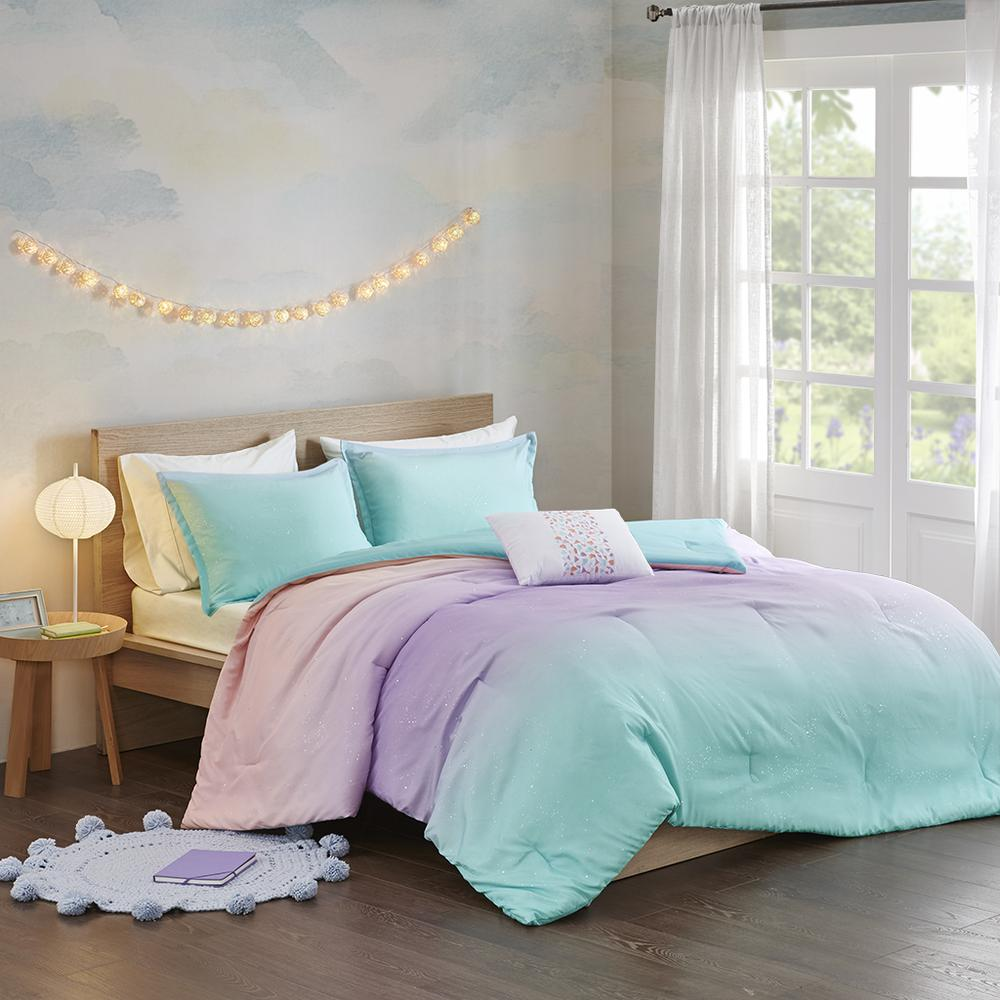 Start2Finish metallic glitter printed reversible comforter set with shimmering design and cozy fabric, perfect for stylish bedroom decor.
