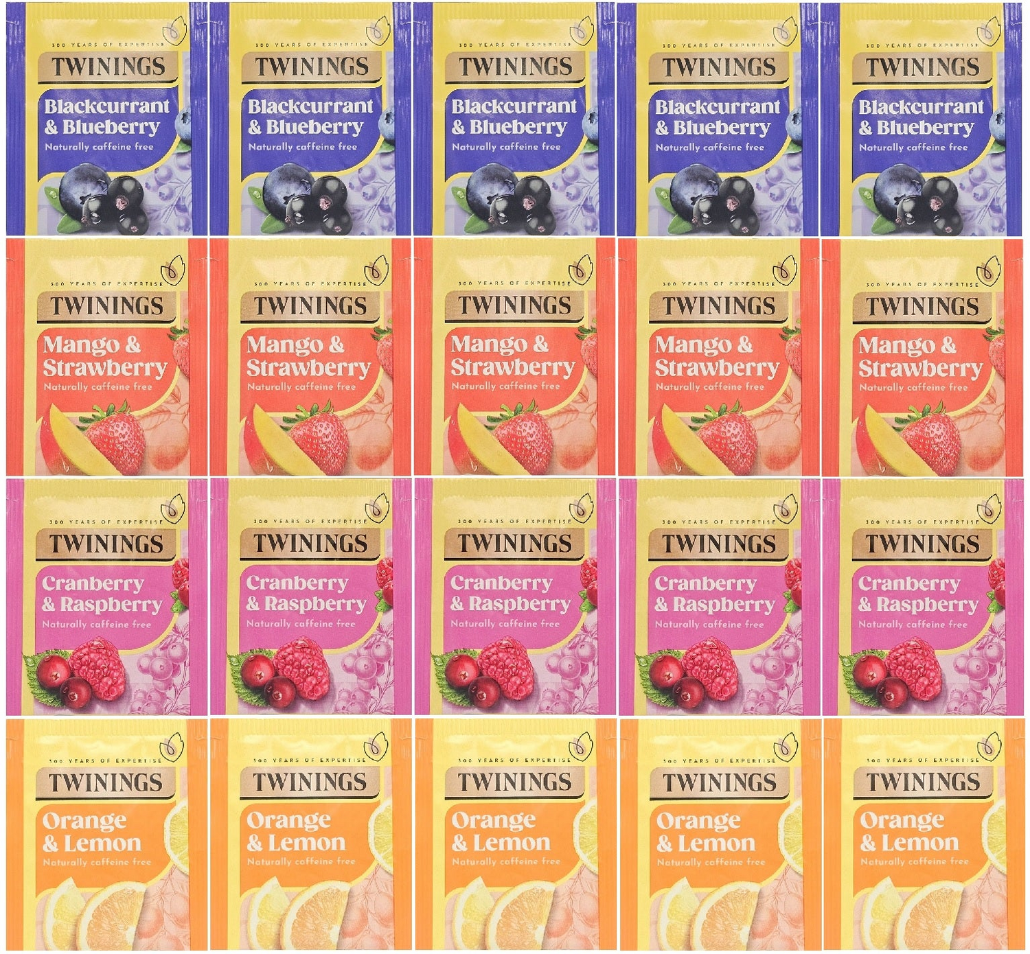 Start2Finish Twinings Fruit Discovery herbal tea bags collection, 20 or 80 individually wrapped tea bags in colorful packaging