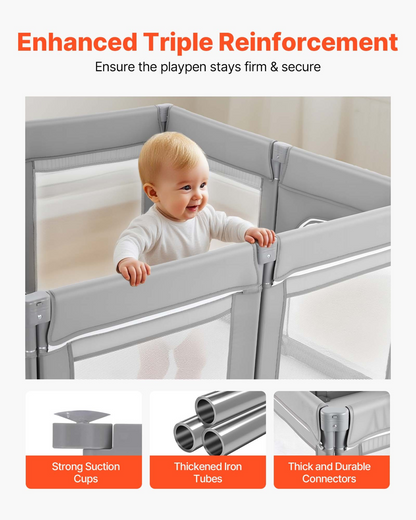 Start2Finish VEVOR Baby Playpen with breathable mesh, foldable design, zippered door, and soft sides for toddlers 6-24 months.