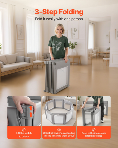 Start2Finish VEVOR baby playpen with foldable design, breathable mesh, zippered door, and no-gap safety fence for toddlers.
